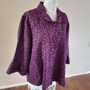 FIND LKNW Multiple W Purple textured lightweight unique jacket bell 3/4 sl 1X